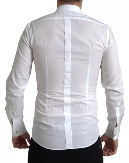 White Bib Cotton Poplin Men Formal GOLD Shirt