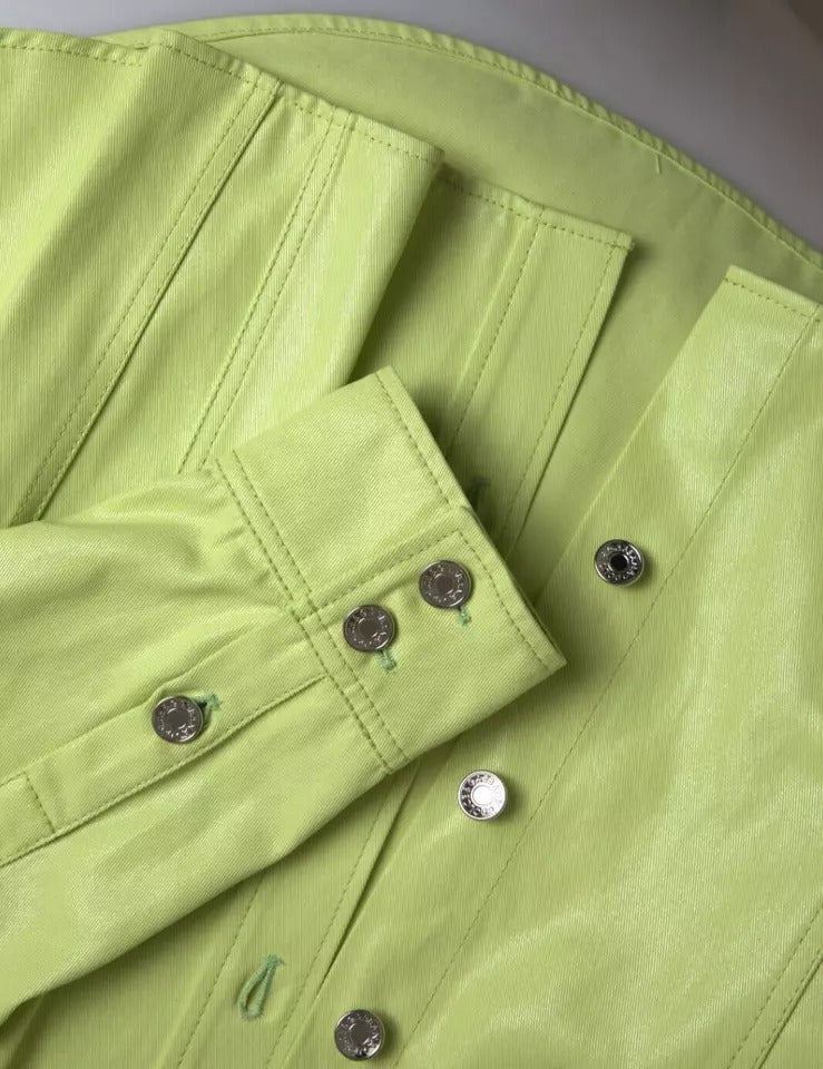 Green Cotton Collared Casual Button Down Shirt