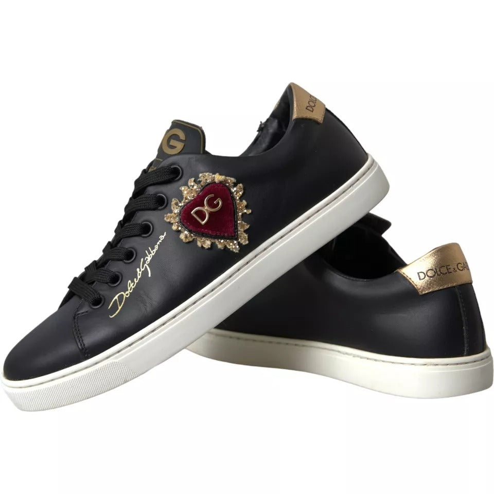 Black Portofino Sacred Heart Sneakers Shoes