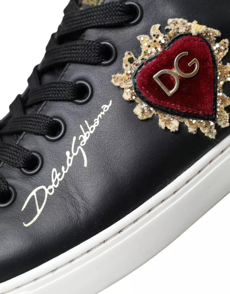 Black Portofino Sacred Heart Sneakers Shoes