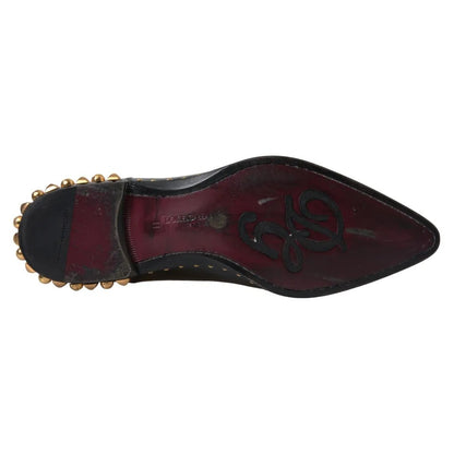 Black Leather Gold Studded Derby Dress Shoes