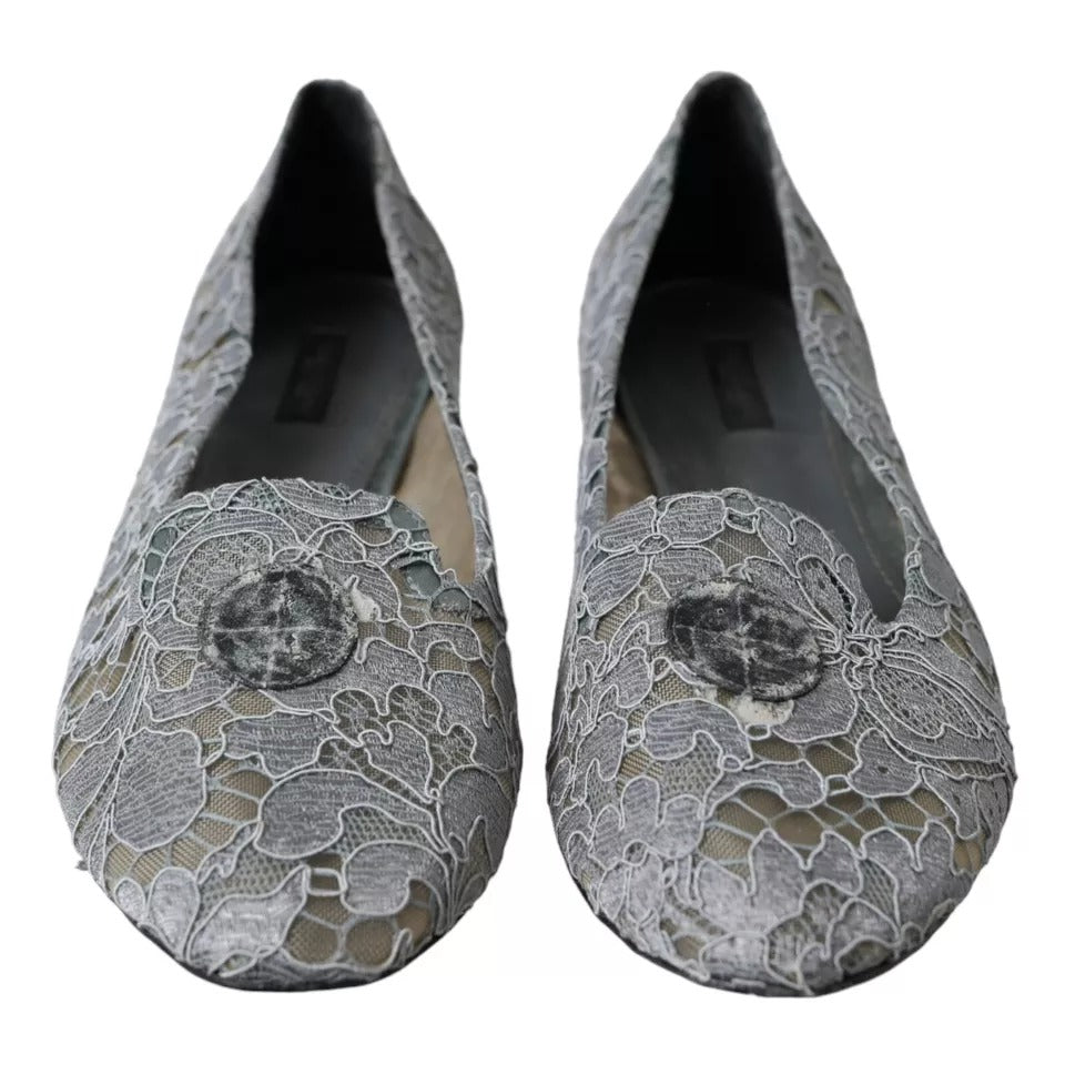 Gray Taormina Lace Slip On Flats Shoes