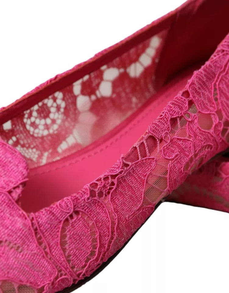 Pink Taormina Lace Slip On Flats Shoes