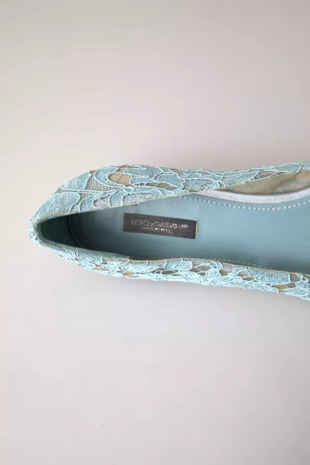 Light Blue Floral Lace Loafers Flats Shoes