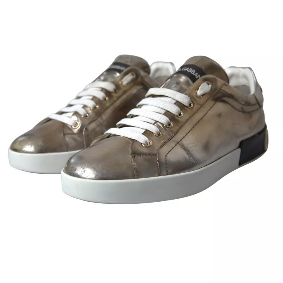 Bronze Leather Logo Sneaker Portofino Shoes