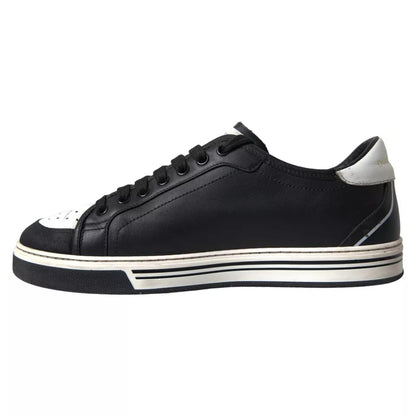 Black Leather Crown Milano Men Sneakers Shoes