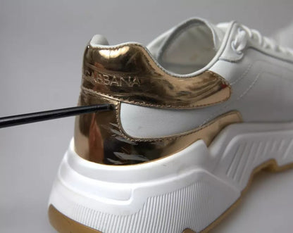 White Gold Leather Men Sneakers DAYMASTER Shoes