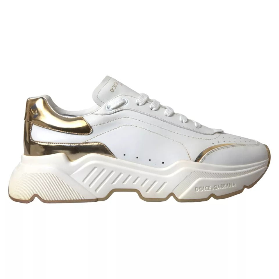 White Gold Leather Men Sneakers DAYMASTER Shoes