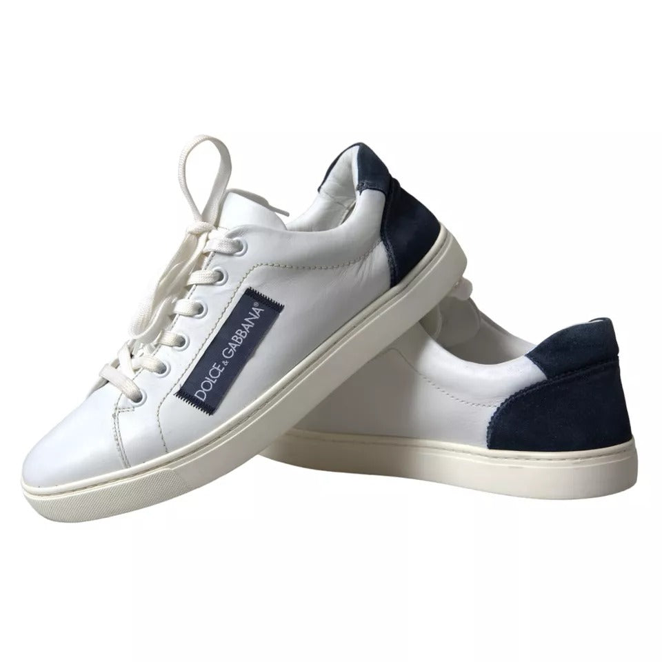 White Black Leather Low Top Sneakers Portofino Shoes