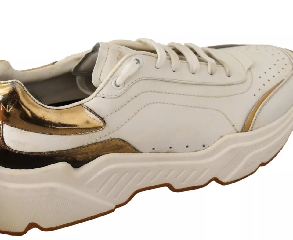 White Gold Leather Sport DAYMASTER Sneakers Shoes