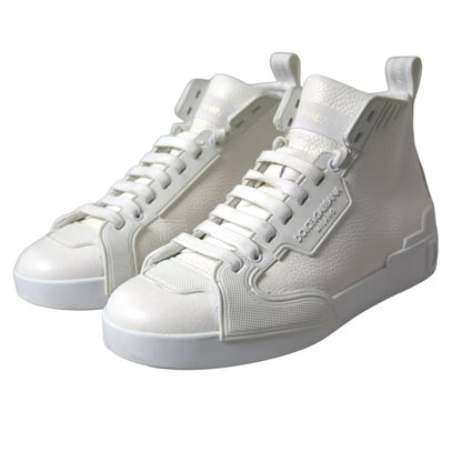 White Leather High Top Men Sneakers Shoes