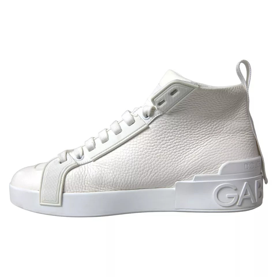 White Leather High Top Men Sneakers Shoes