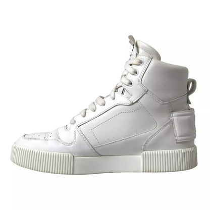 White Leather High Top Men Logo Sneakers Shoes