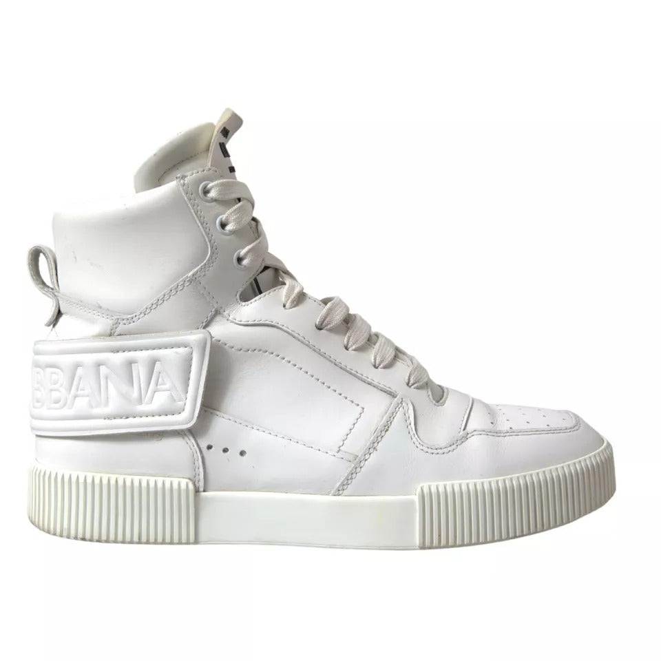 White Leather High Top Men Logo Sneakers Shoes