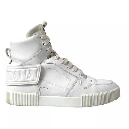 White Leather High Top Men Logo Sneakers Shoes