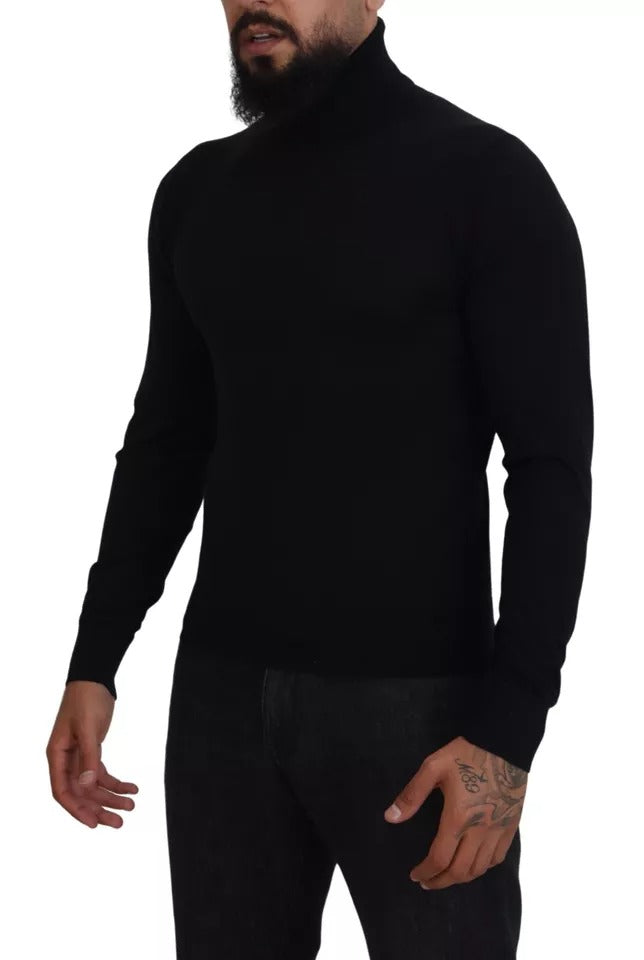 Black Cashmere Turtleneck Pullover Sweater