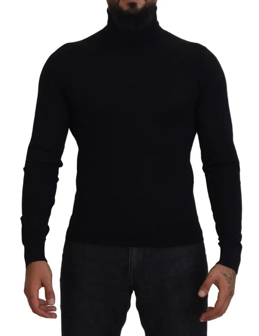 Black Cashmere Turtleneck Pullover Sweater