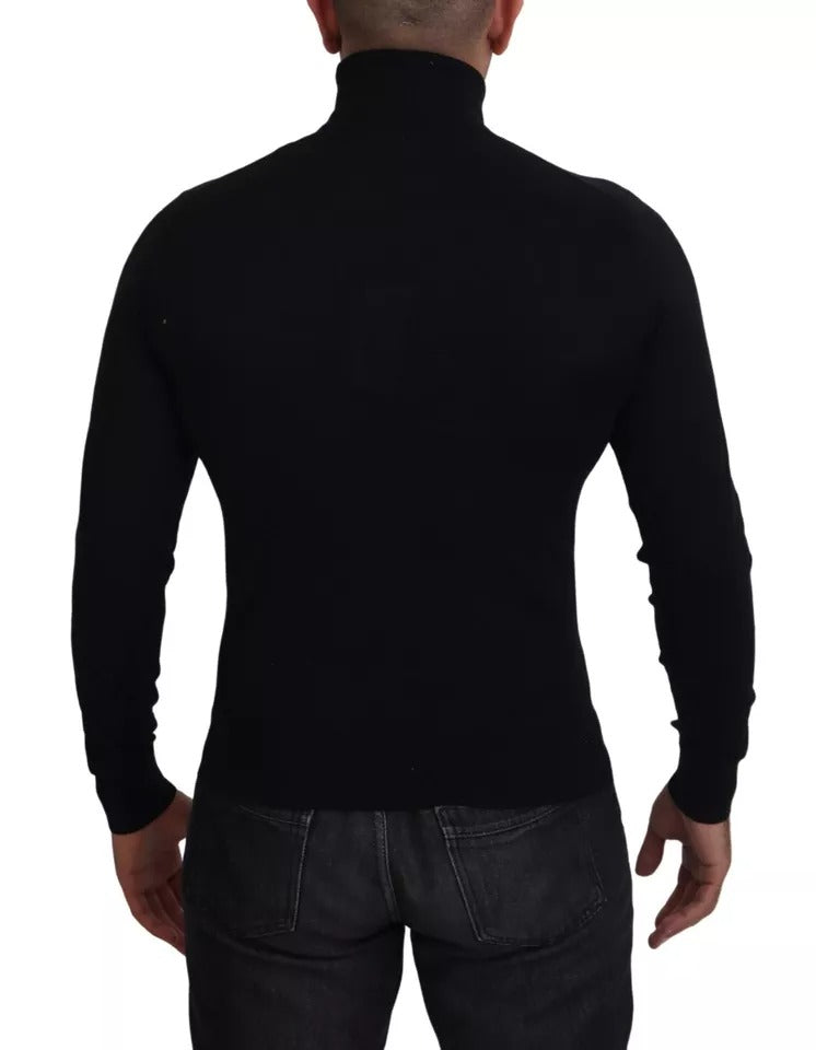 Black Cashmere Turtleneck Pullover Sweater