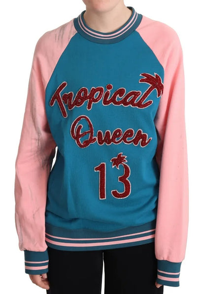 Blue Pink Tropical Queen Pullover Sweater