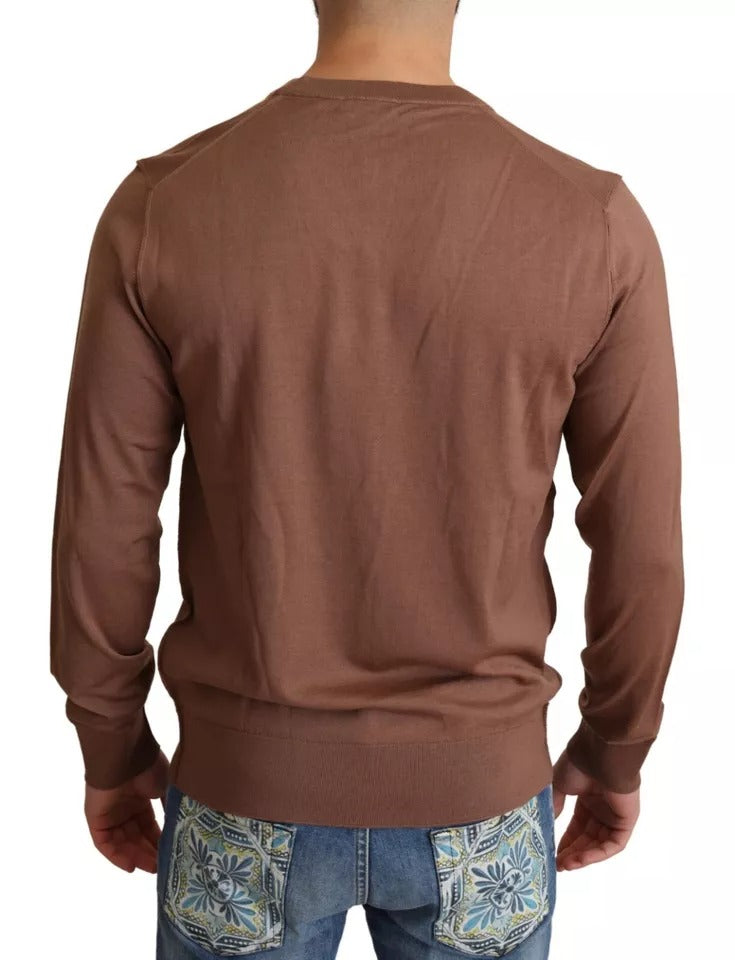 Brown Silk Cashmere Pullover Sweater