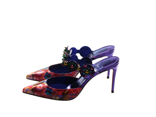 Miss Goldora 85 Embellished Buckle Multicolour Mule Heels