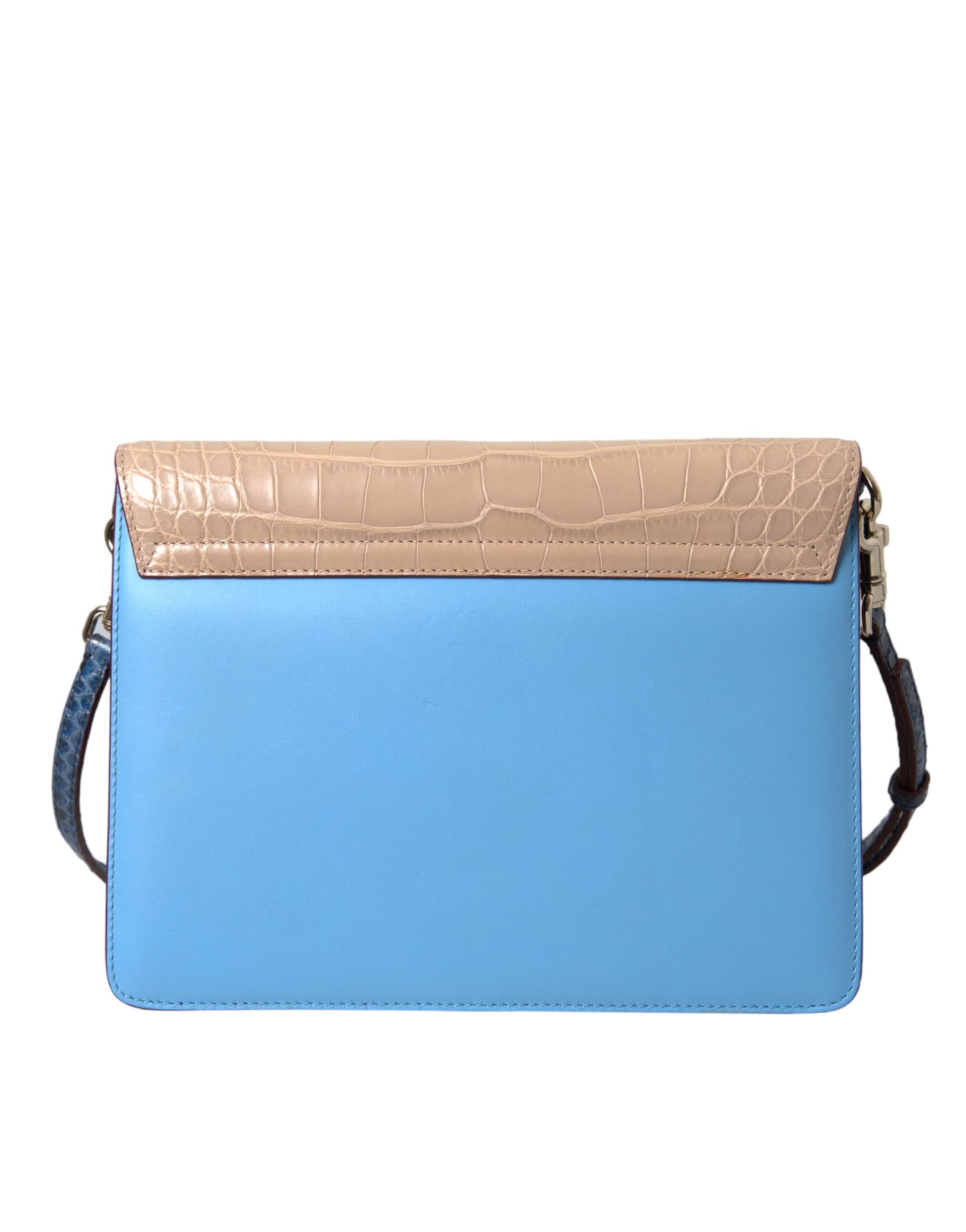 Blue Beige Exotic Leather LUCIA Crossbody Purse Bag