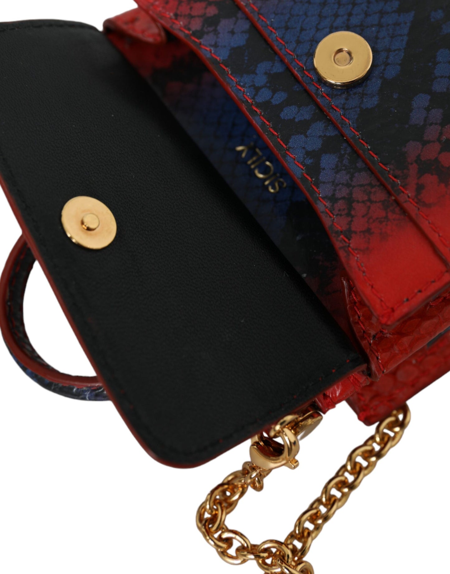 Red Blue Exotic Leather SICILY Microbag Crossbody Bag