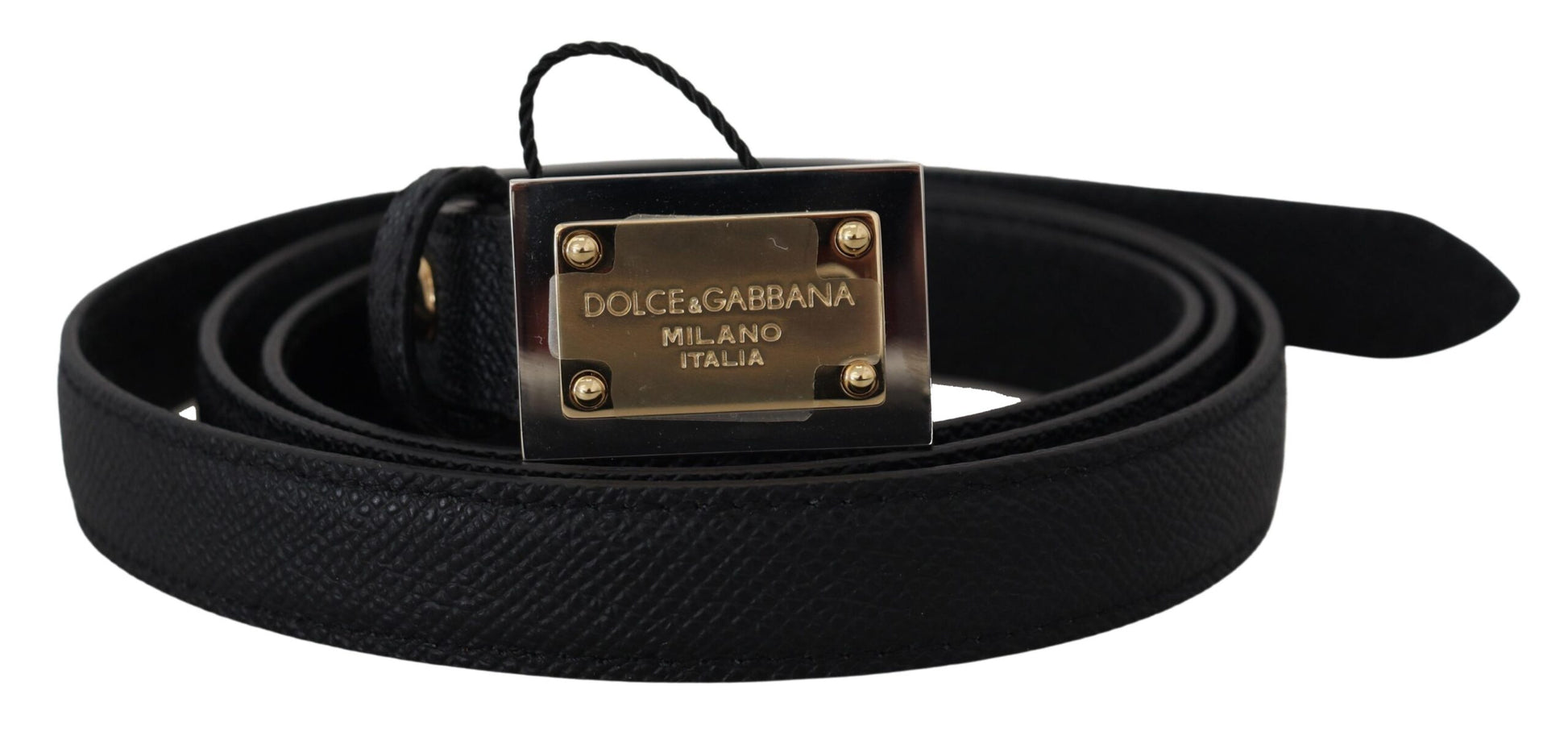 Black Calf Leather Metal Square Buckle Belt