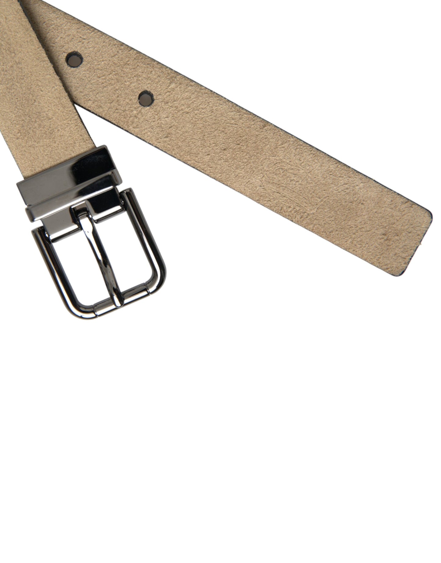 Beige Suede Leather Silver Metal Buckle Belt