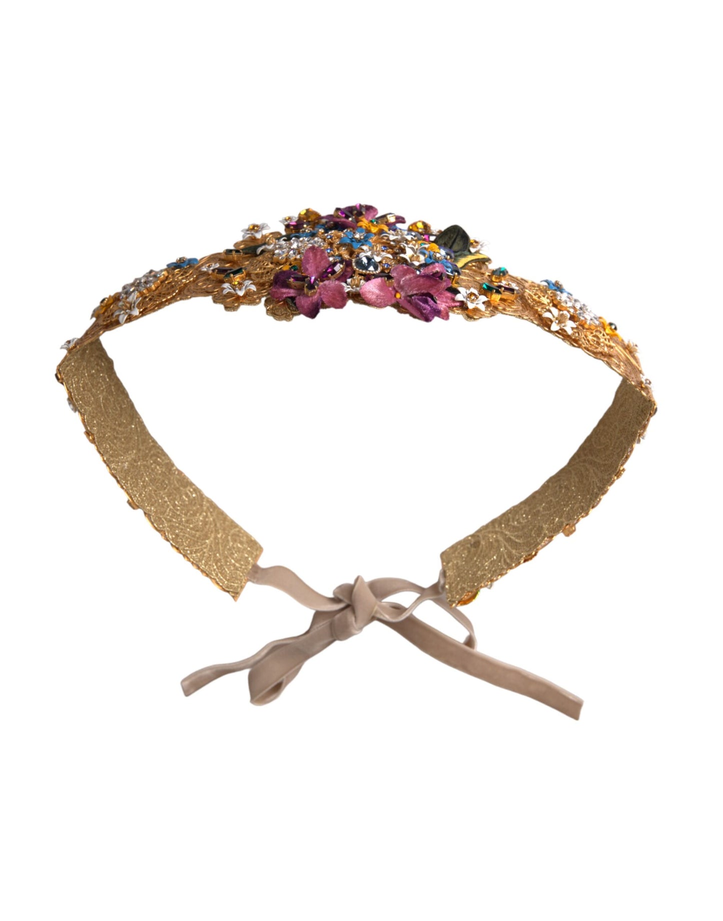 Multicolor Embellished Floral Crystal Wide Waist Belt