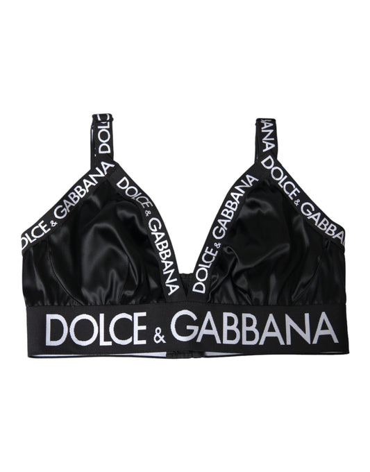 Black White Logo Print Sports Women Bra Underwear