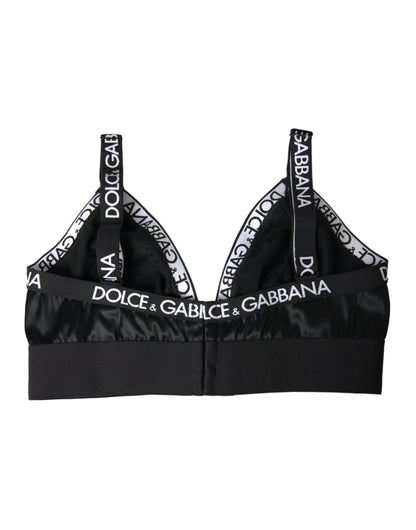 Black White Logo Print Sports Women Bra Underwear