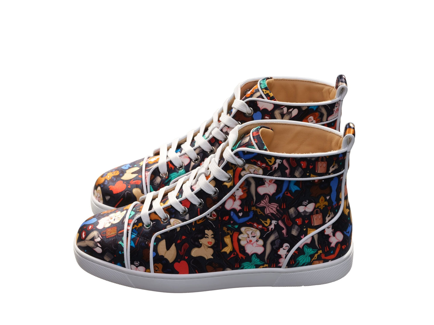 Louis Orlato Flat Crepe Satin Multicolour Limited edition Dr Bored Print High Top Sneakers