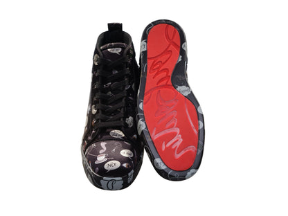 Louis Orlato Flat Crepe Satin Weapons Print High Top Sneakers