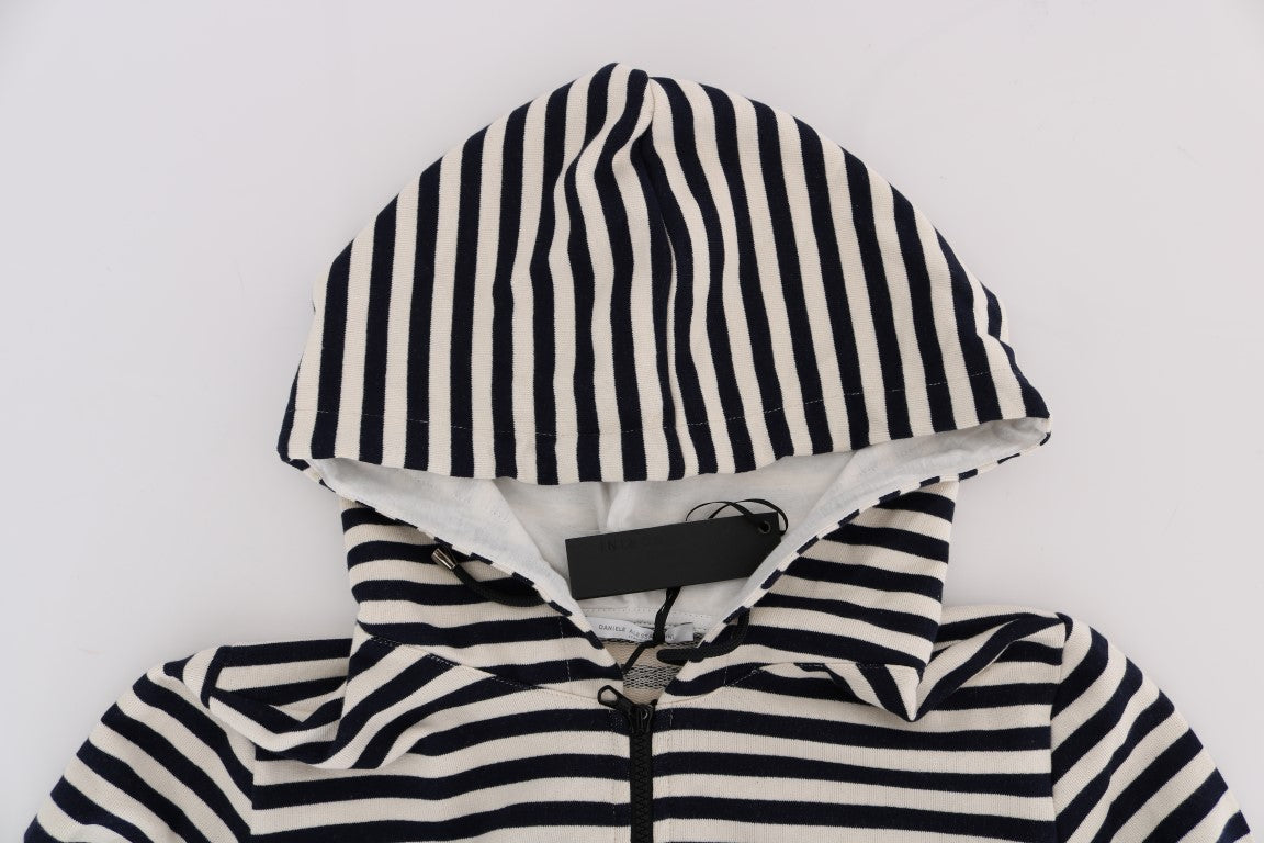 Elegant Full Zip Hooded Striped Sweater