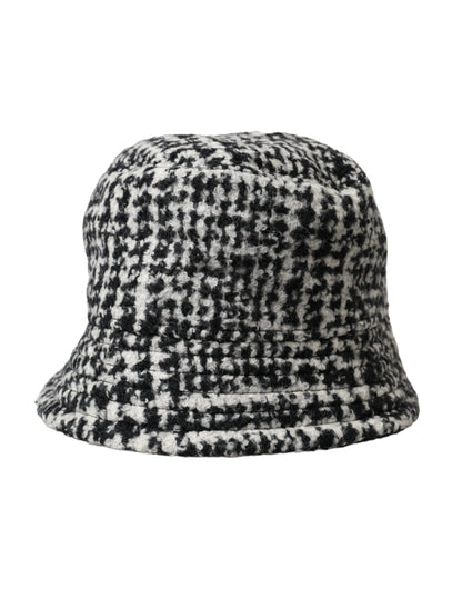 Black White Tweed Wool Bucket Hat Men