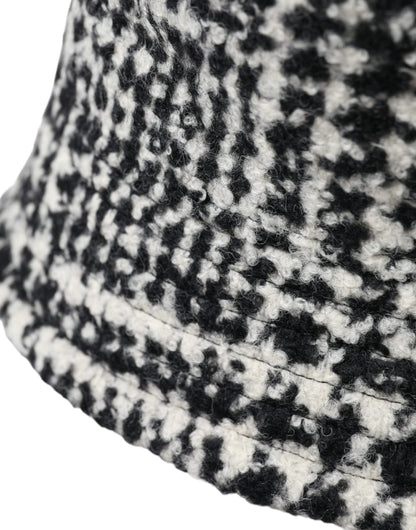 Black White Tweed Wool Bucket Hat Men