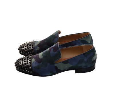 Spooky Flat Camouflage and Studded Slip On Shoes