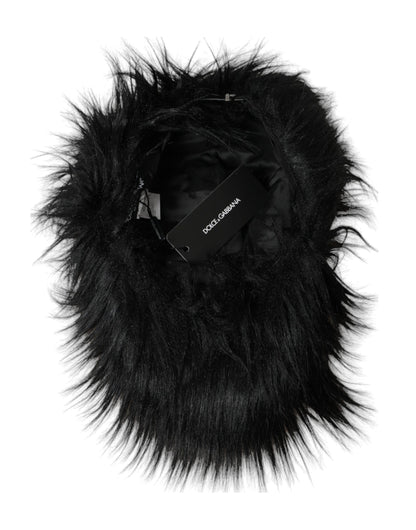 Black Faux Fur Cap Baseball Hat Men