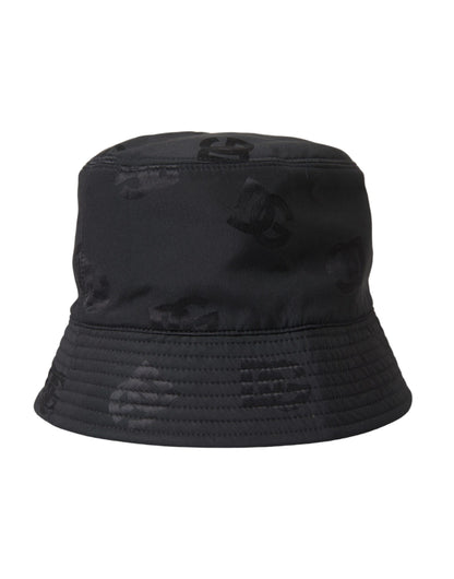 Black Cotton Blend Logo Bucket Hat Men