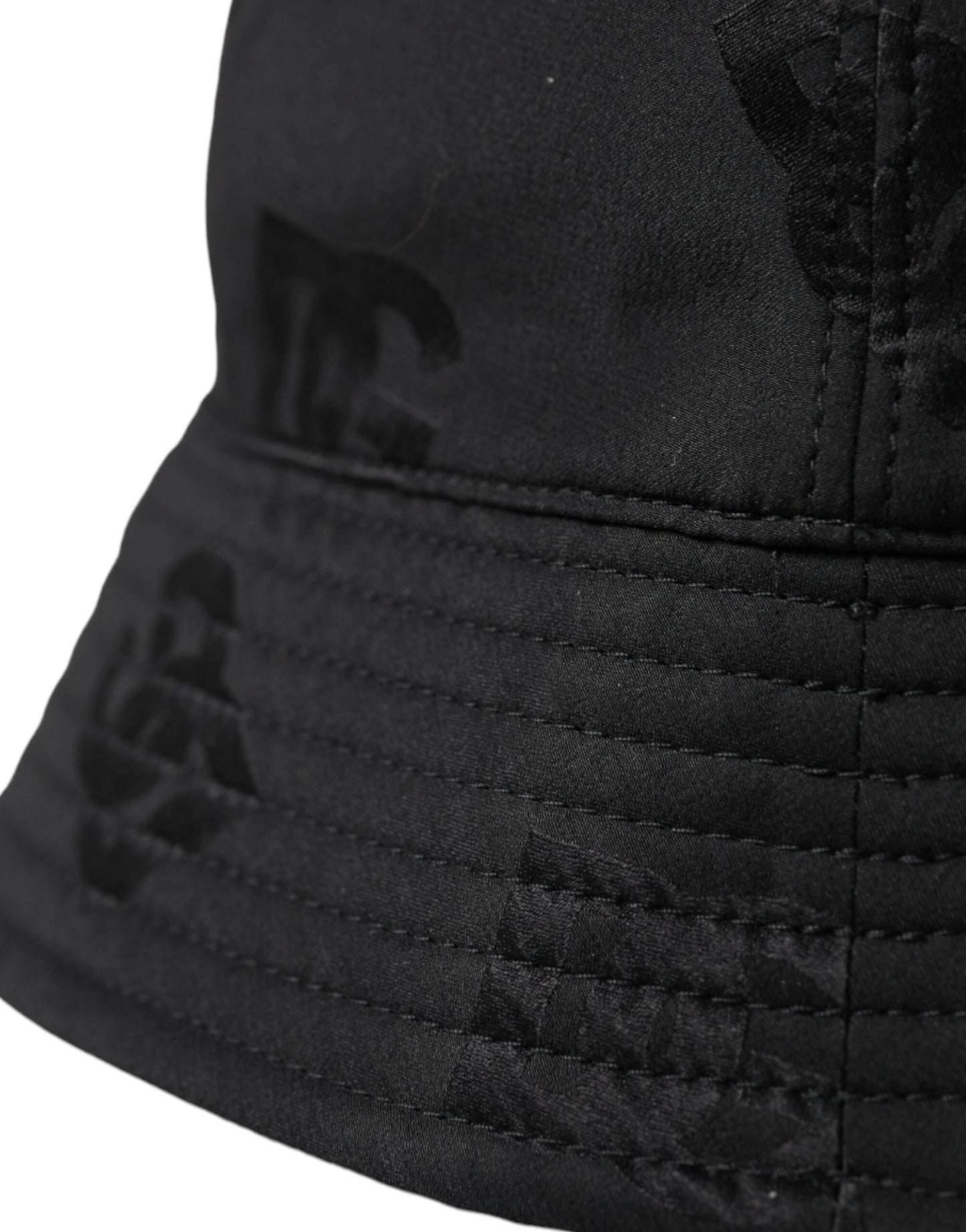 Black Cotton Blend Logo Bucket Hat Men