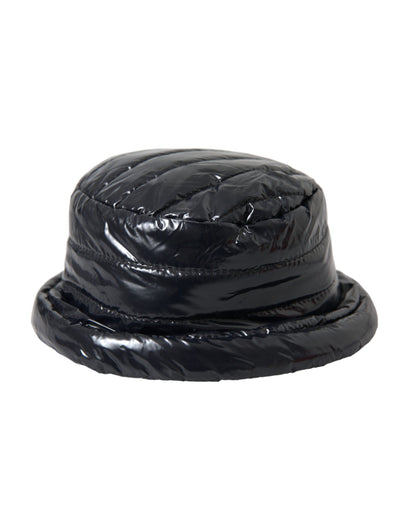 Black Quilted Faux Leather Bucket Hat Men