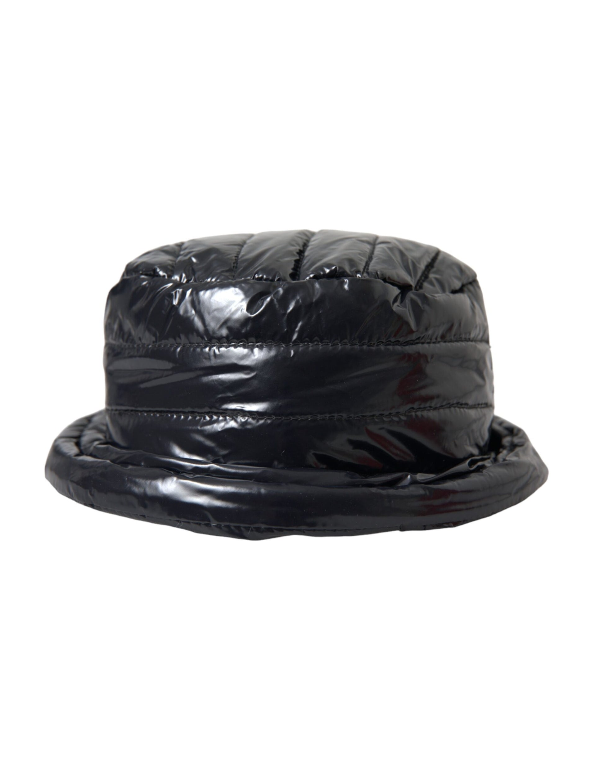 Black Quilted Faux Leather Bucket Hat Men