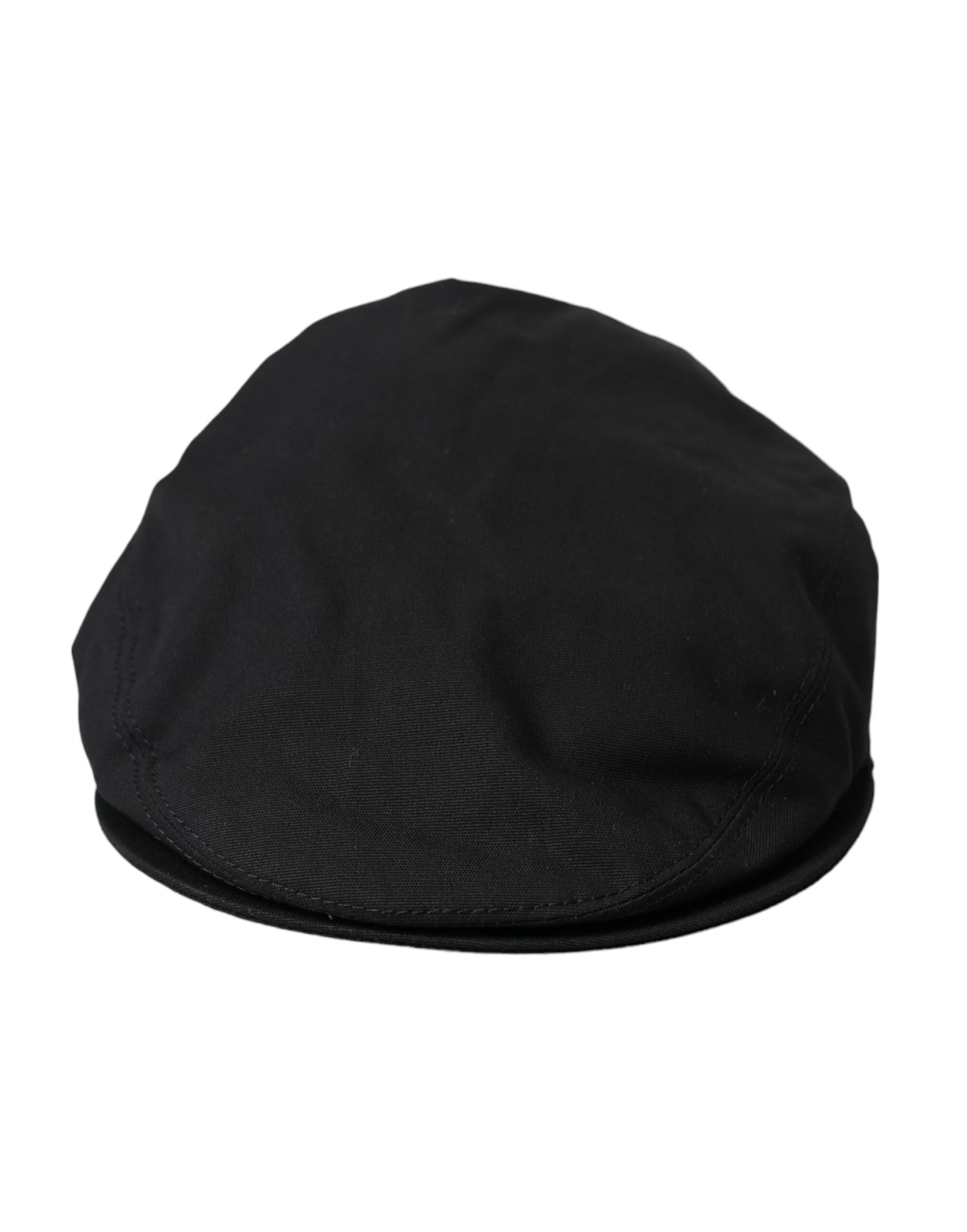 Black Cotton Blend Logo Newsboy Hat Men