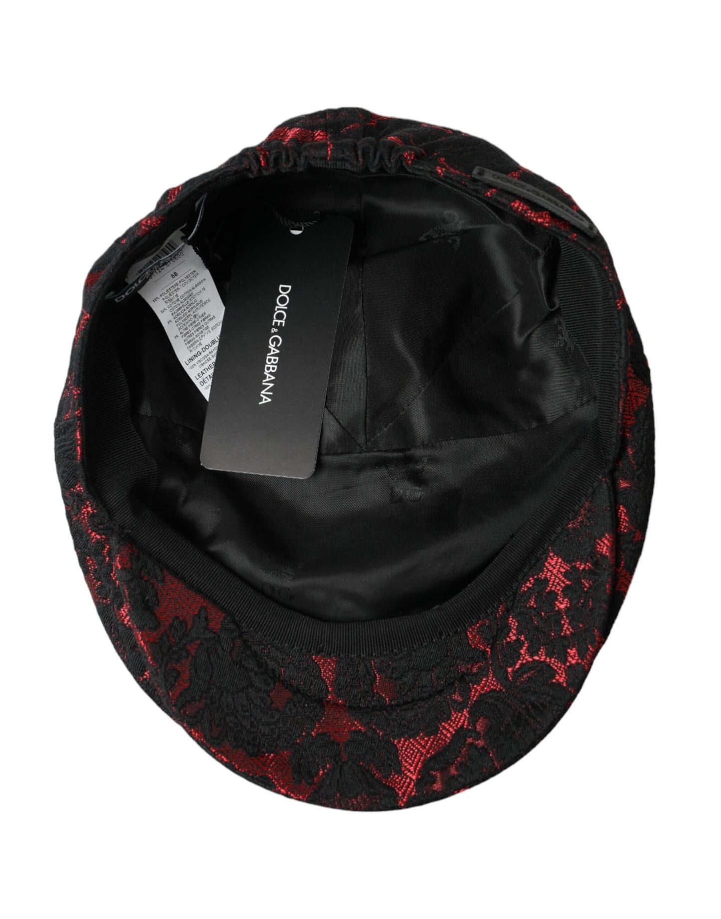 Black Red Floral Jacquard Newsboy Hat Men