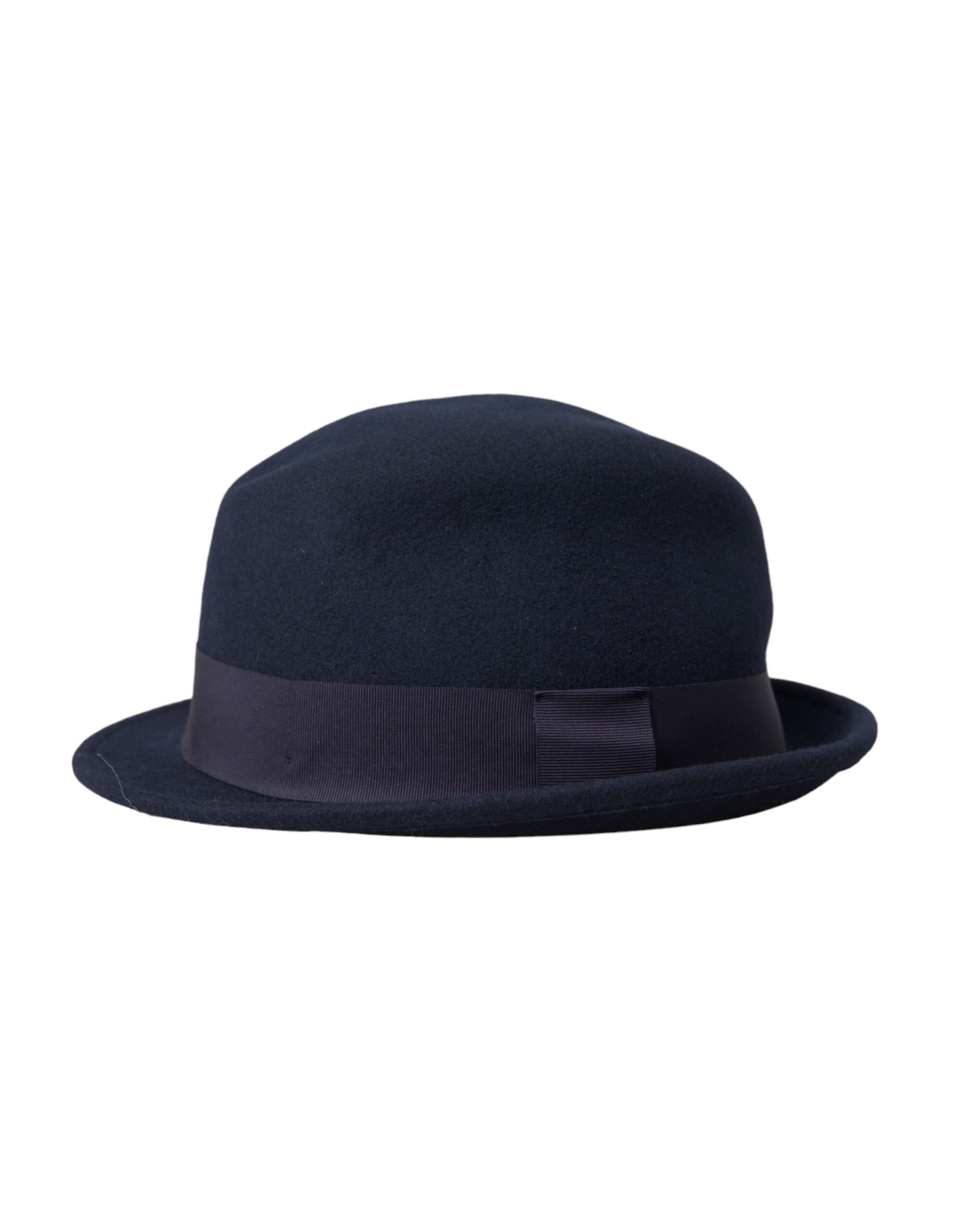 Dark Blue Wool Fedora Wide Brim Hat Men