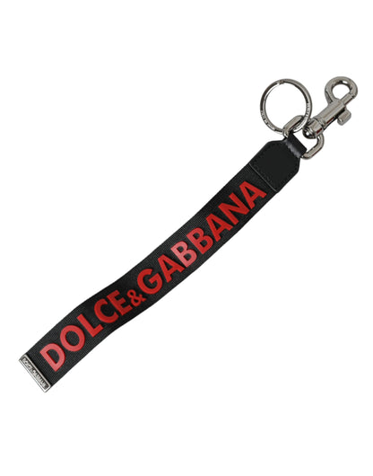 Red DG Logo Rubber Silver Tone Metal Keyring Keychain