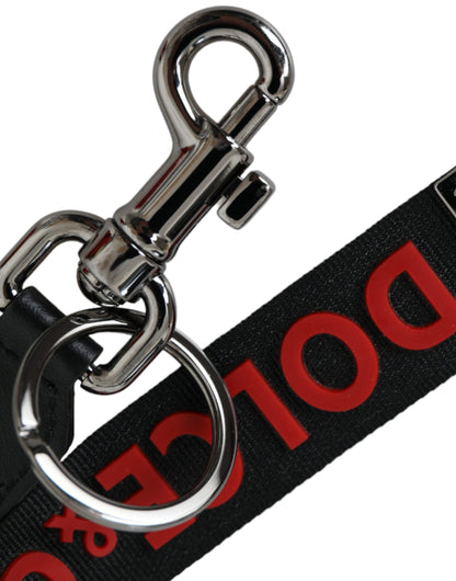 Red DG Logo Rubber Silver Tone Metal Keyring Keychain