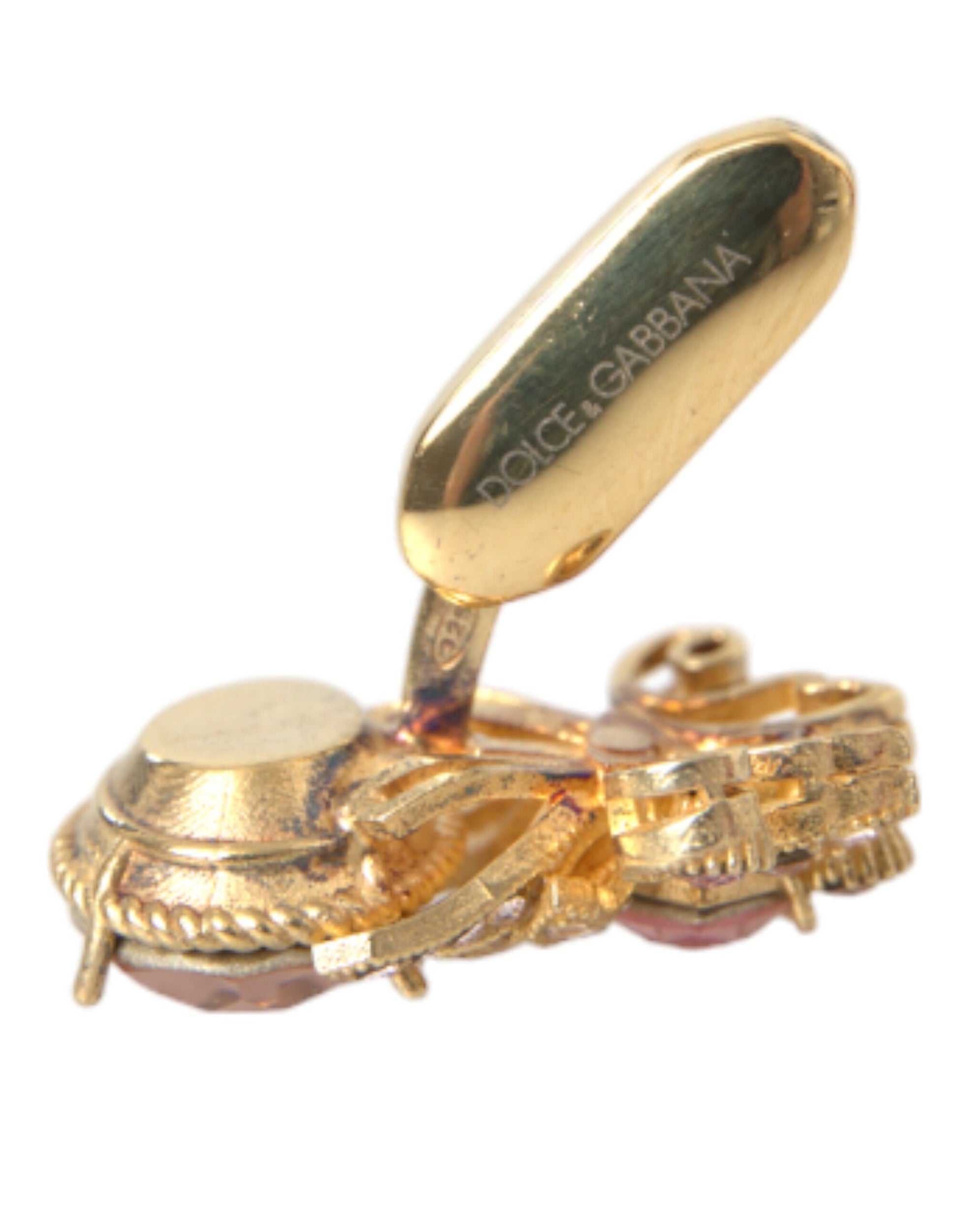 Gold Tone 925 Sterling Silver Crystal Cufflink