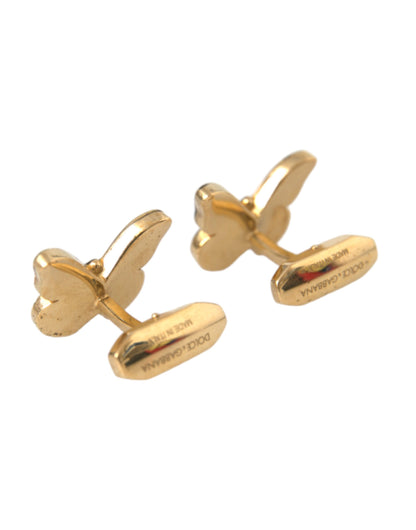 Gold Tone Brass Butterfly Enamel Men Cufflink